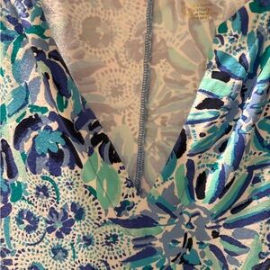 Lilly Pulitzer Vibrant Blue and Green Patterned Dress